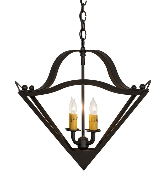 Meyda Tiffany 256645 Four Light Pendant, Wrought Iron