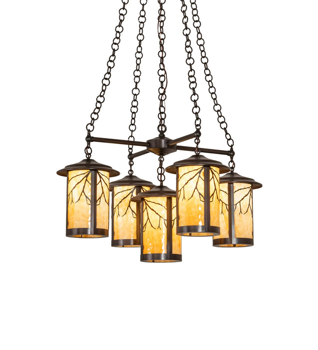 Meyda Tiffany 257988 Five Light Chandelier, Craftsman Brown