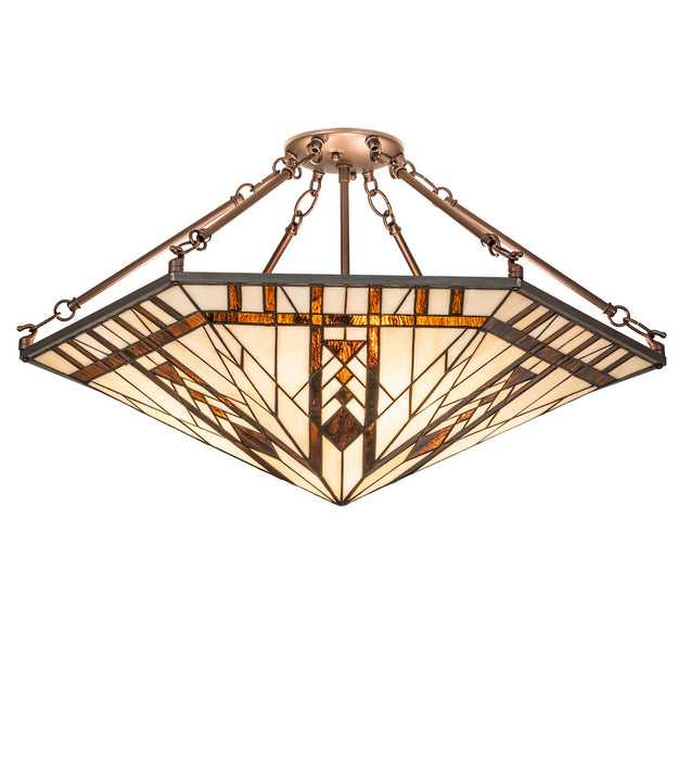 Meyda Tiffany 260940 Three Light Semi-Flushmount, Antique Copper
