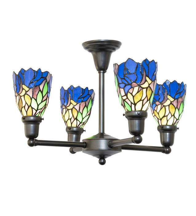 Meyda Tiffany 261283 Four Light Chandelier, Craftsman Brown
