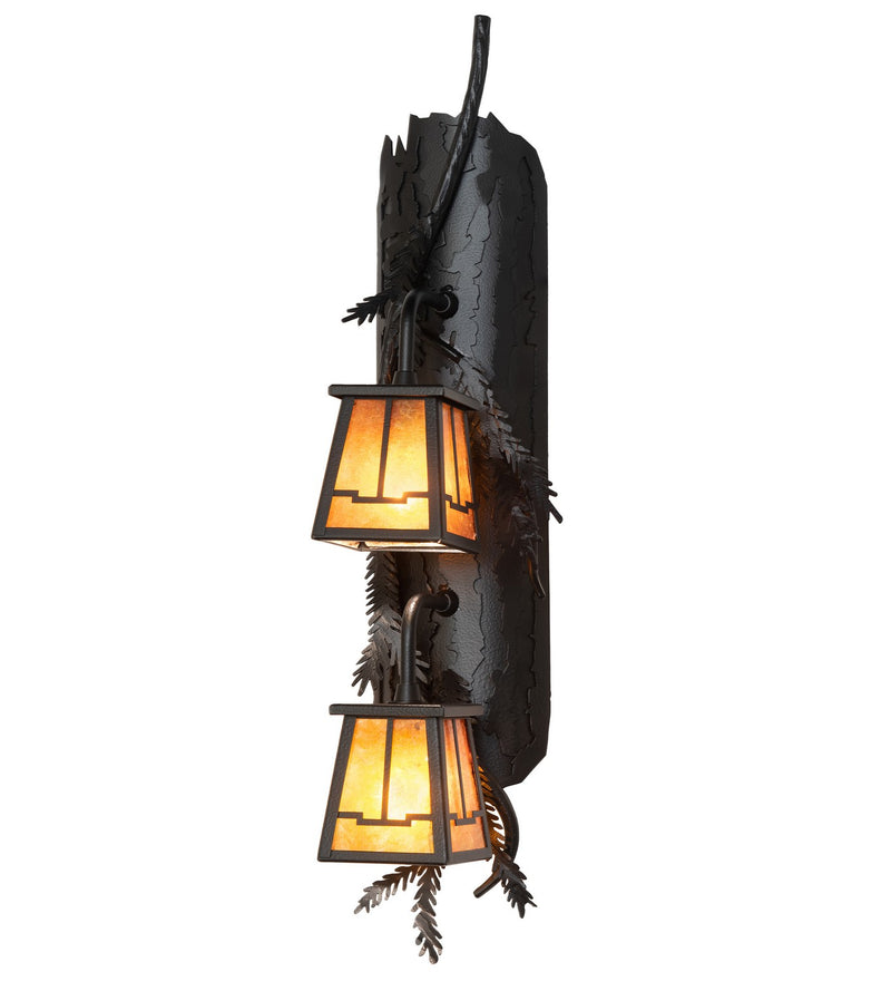 Meyda Tiffany 261858 Two Light Wall Sconce, Black Satin Wrought Iron