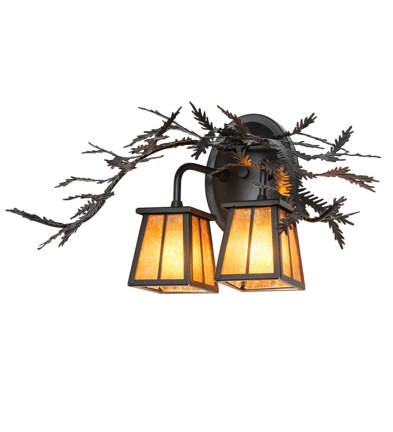 Meyda Tiffany 261860 Two Light Wall Sconce, Black Satin Wrought Iron