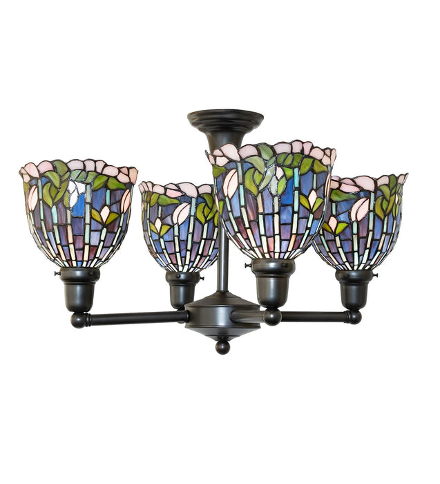 Meyda Tiffany 262834 Four Light Chandelier, Craftsman Brown