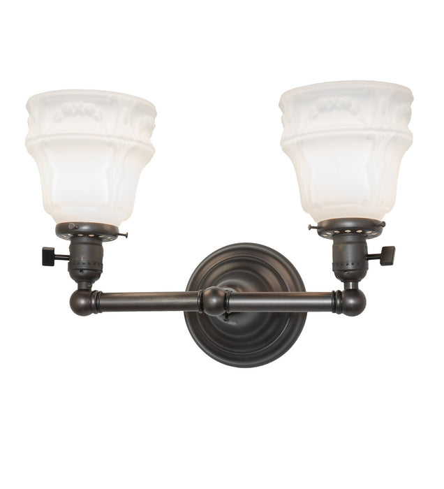 Meyda Tiffany 262886 Two Light Wall Sconce, Black On Brass