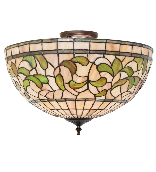 Meyda Tiffany 264513 Three Light Semi-Flushmount, Mahogany Bronze