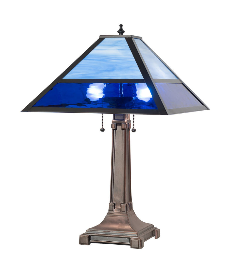 Meyda Tiffany 264617 Two Light Table Lamp, Craftsman Brown,Mahogany Bronze