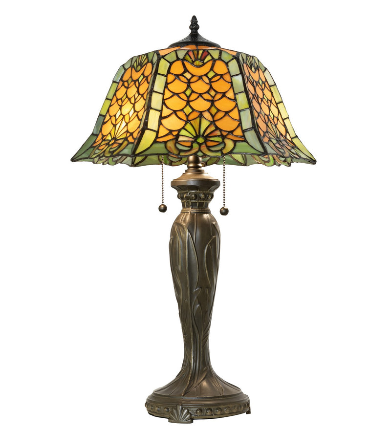 Meyda Tiffany 264846 Two Light Table Lamp, Mahogany Bronze
