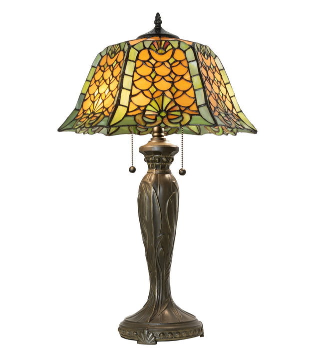 Meyda Tiffany 264846 Two Light Table Lamp, Mahogany Bronze