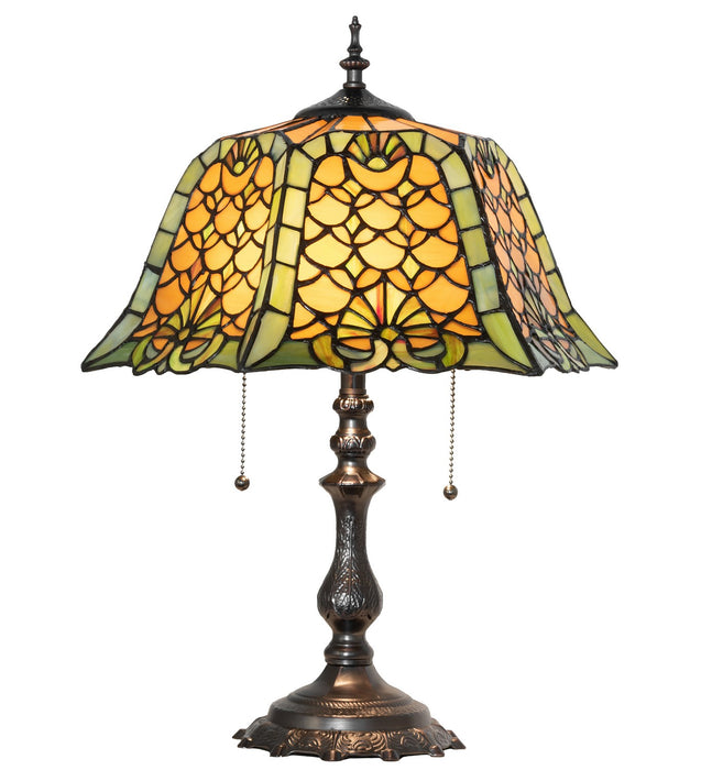 Meyda Tiffany 264857 Two Light Table Lamp, Mahogany Bronze