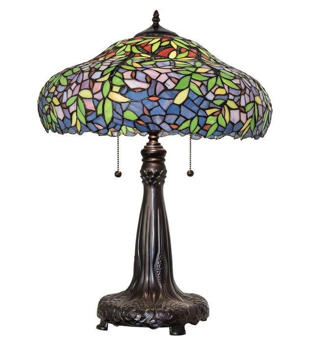 Meyda Tiffany 264938 Two Light Table Lamp, Antique,Mahogany Bronze