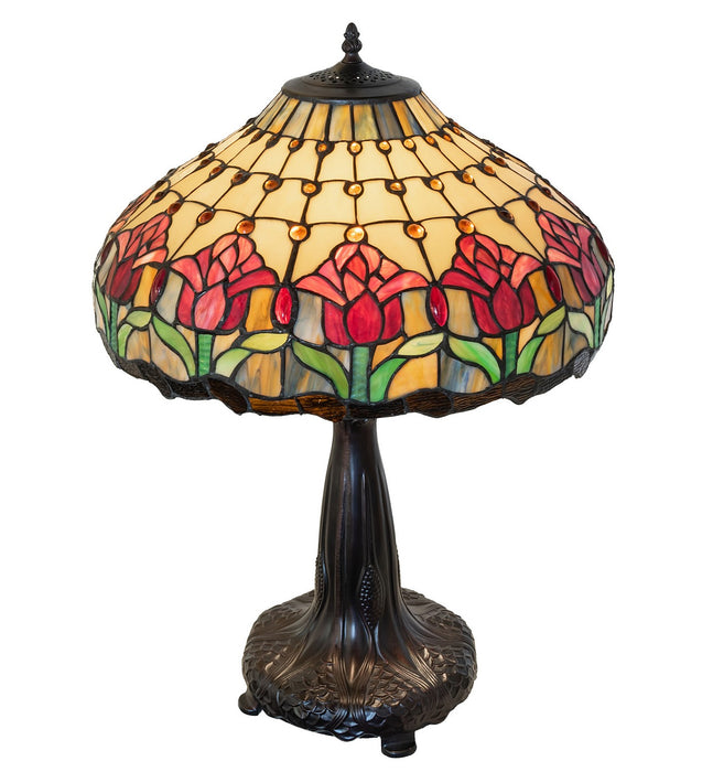 Meyda Tiffany 265016 Three Light Table Lamp, Mahogany Bronze