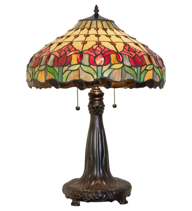 Meyda Tiffany 265016 Three Light Table Lamp, Mahogany Bronze