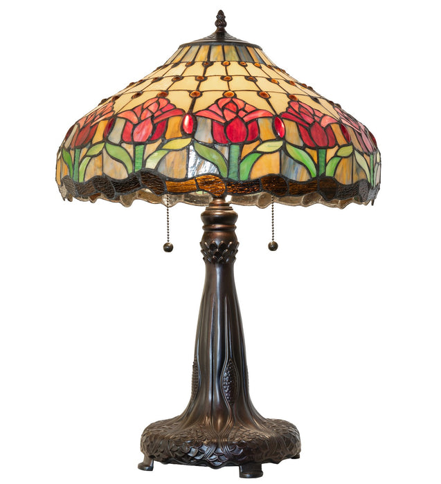 Meyda Tiffany 265016 Three Light Table Lamp, Mahogany Bronze