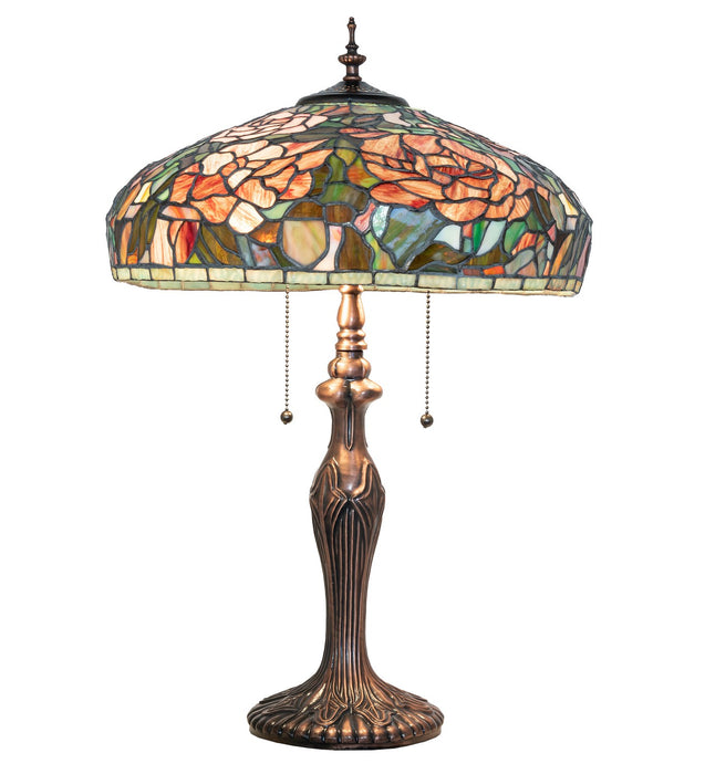 Meyda Tiffany 265068 Two Light Table Lamp, Mahogany Bronze