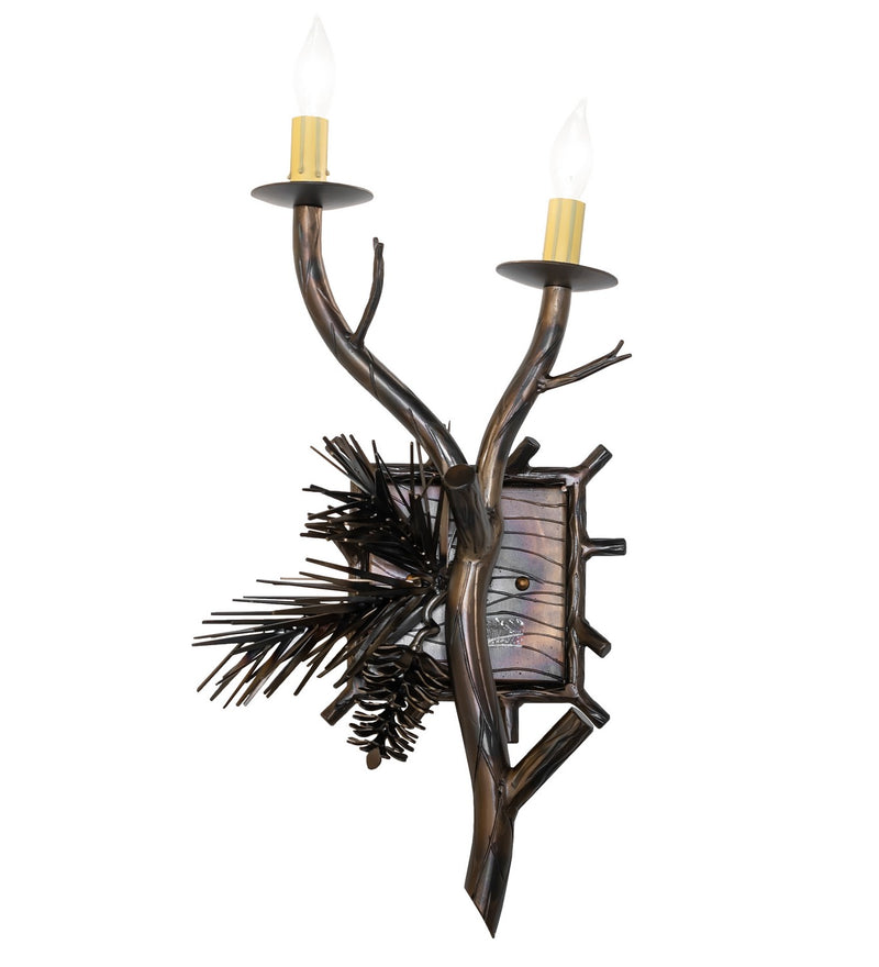 Meyda Tiffany 265206 Two Light Wall Sconce, Light Burnished Antique Copper