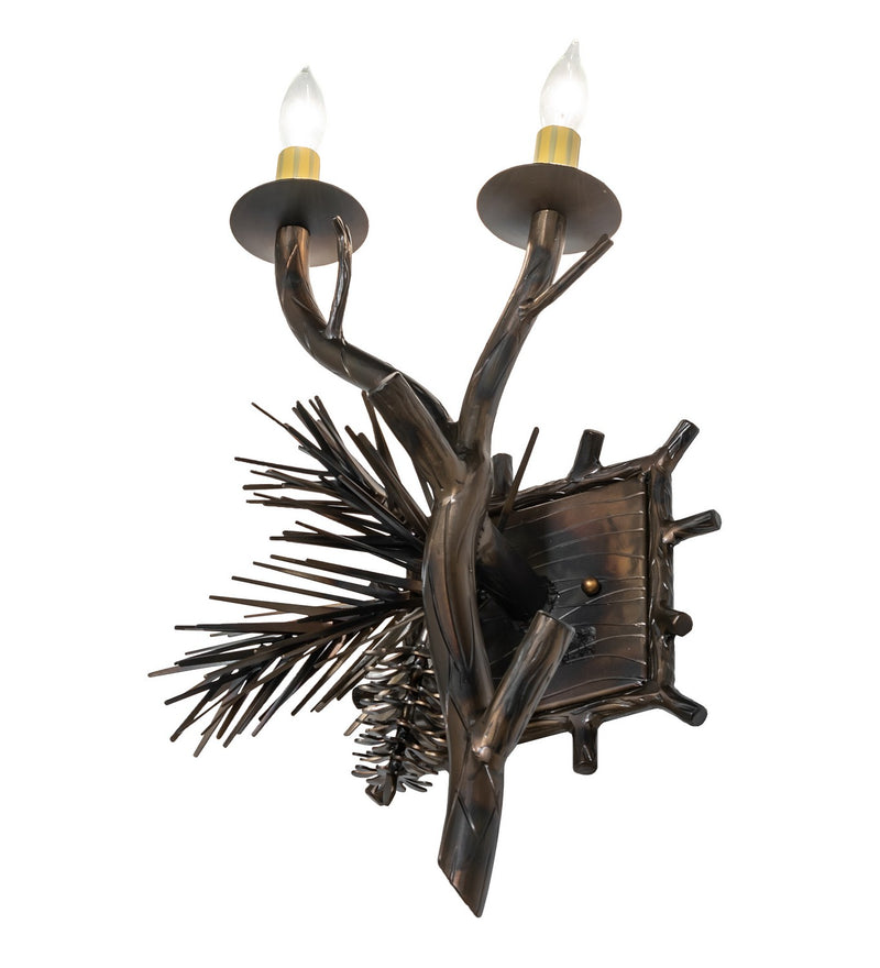 Meyda Tiffany 265206 Two Light Wall Sconce, Light Burnished Antique Copper