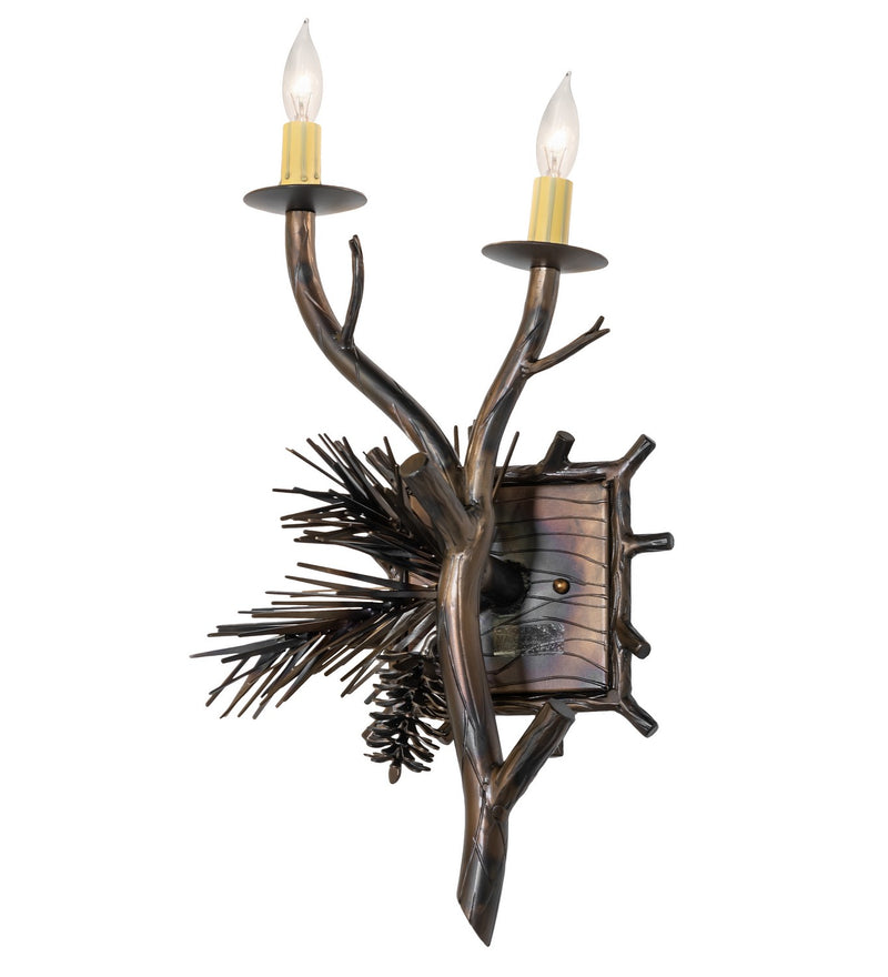 Meyda Tiffany 265206 Two Light Wall Sconce, Light Burnished Antique Copper