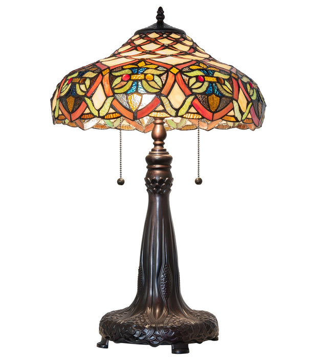 Meyda Tiffany 265257 Two Light Table Lamp, Mahogany Bronze