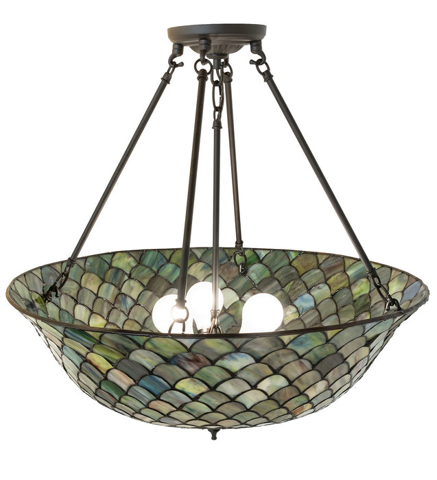 Meyda Tiffany 265944 Three Light Semi-Flushmount, Mahogany Bronze