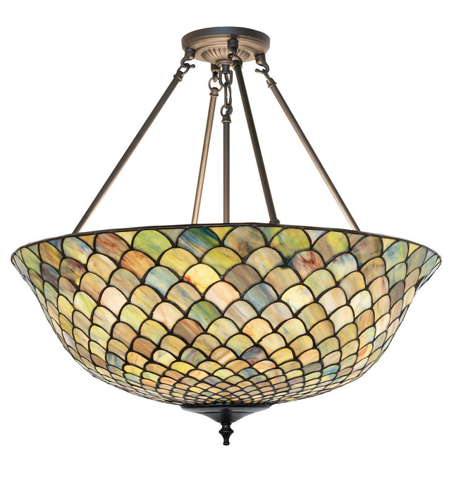 Meyda Tiffany 265944 Three Light Semi-Flushmount, Mahogany Bronze