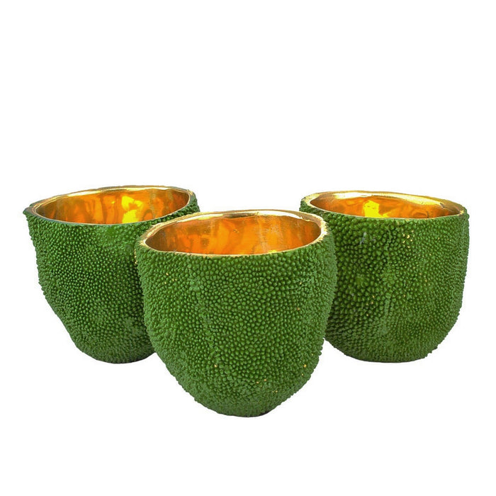 Currey and Company 1200-0724 Vase Set of 3, Green/Gold