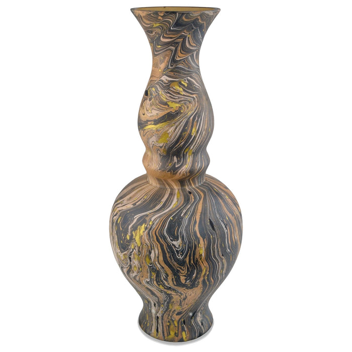 Currey and Company 1200-0730 Vase, Black/Brown/White/Gold
