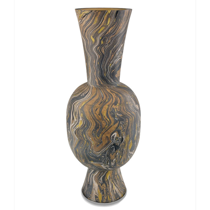 Currey and Company 1200-0731 Vase, Black/Brown/White/Gold
