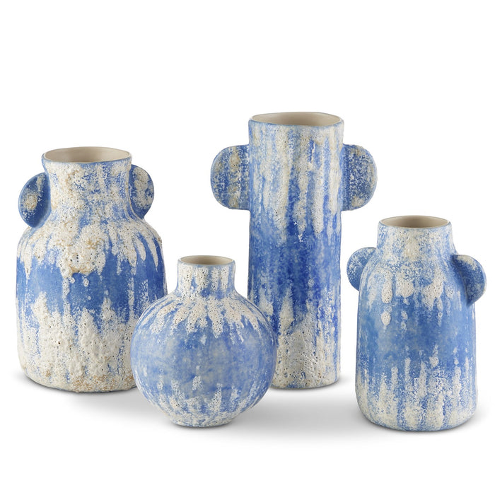 Currey and Company 1200-0738 Vase Set of 4, Blue/White