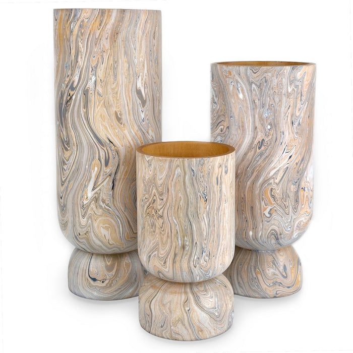 Currey and Company 1200-0739 Vase Set of 3, Dark Brown/Natural