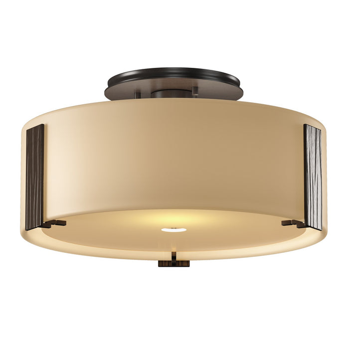 Hubbardton Forge 126753-SKT-05-GG0218 One Light Semi-Flush Mount, Bronze