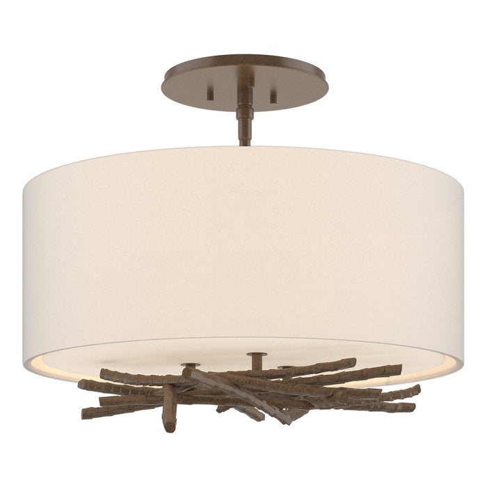 Hubbardton Forge 127660-SKT-05-SE1505 Three Light Semi-Flush Mount, Bronze