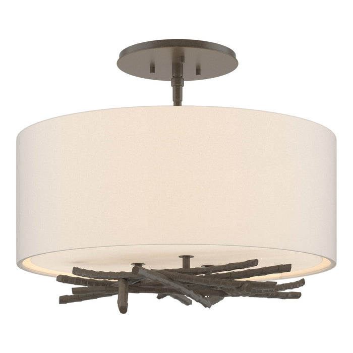 Hubbardton Forge 127660-SKT-07-SE1505 Three Light Semi-Flush Mount, Dark Smoke