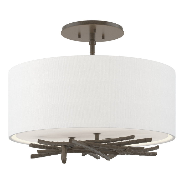 Hubbardton Forge 127660-SKT-07-SF1505 Three Light Semi-Flush Mount, Dark Smoke