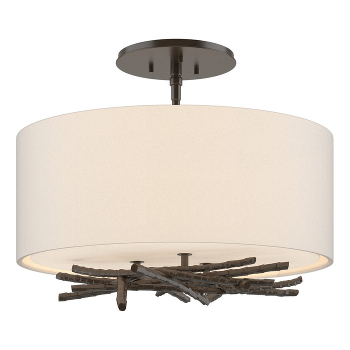 Hubbardton Forge 127660-SKT-14-SE1505 Three Light Semi Flush Mount, Oil Rubbed Bronze