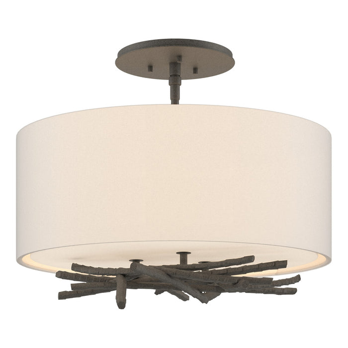Hubbardton Forge 127660-SKT-20-SE1505 Three Light Semi-Flush Mount, Natural Iron