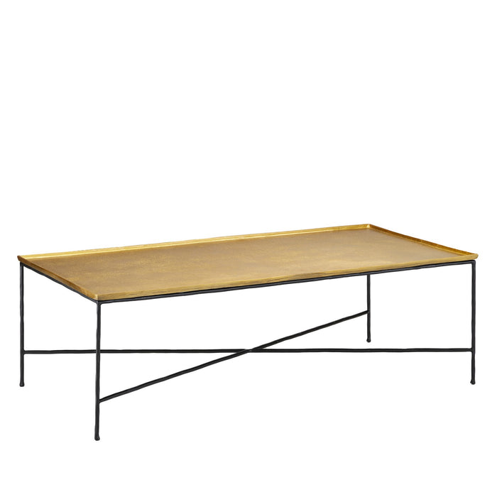 Currey and Company 4000-0152 Cocktail Table, Antique Brass/Black