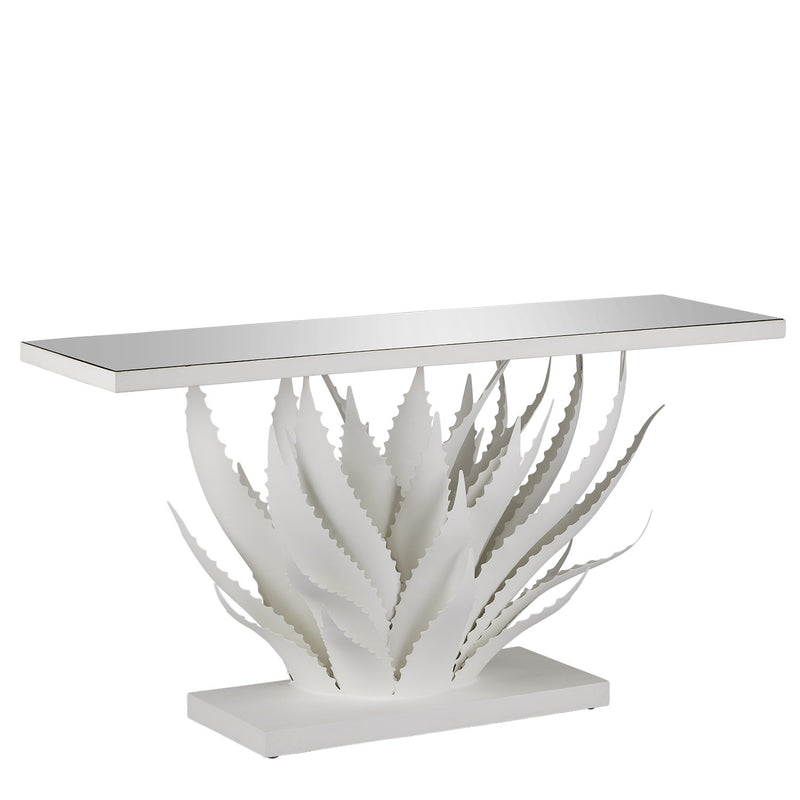 Currey and Company 4000-0168 Console Table, Gesso White/Mirror