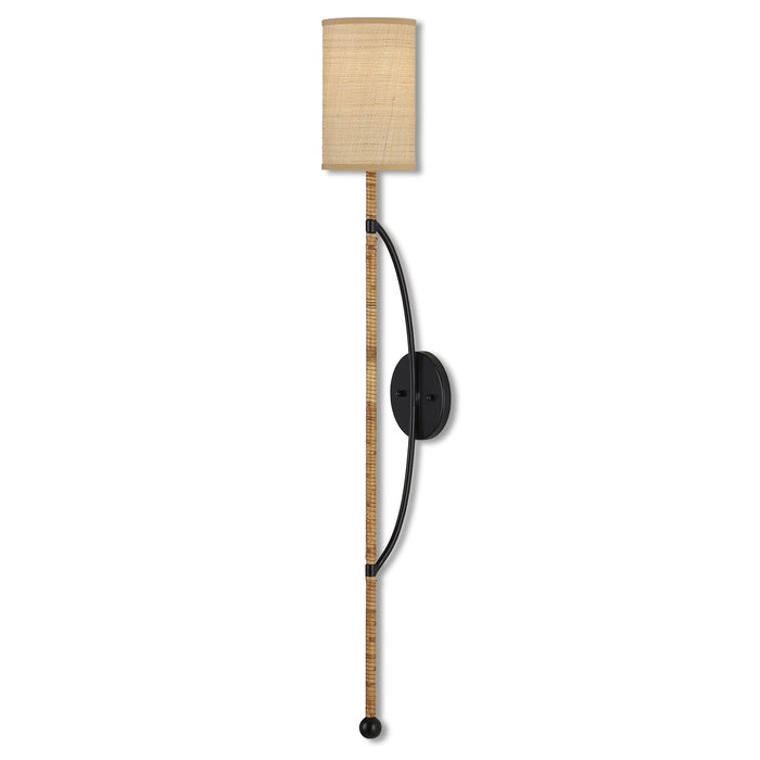 Currey and Company 5000-0229 One Light Wall Sconce, Natural/Satin Black
