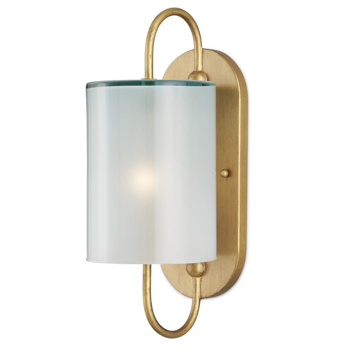 Currey and Company 5800-0024 One Light Wall Sconce, Brass/Frosted White