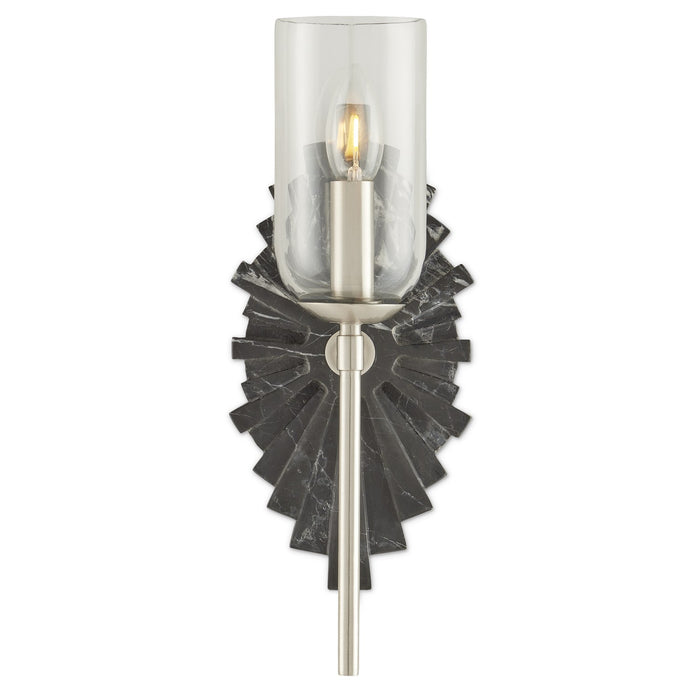 Currey and Company 5800-0025 One Light Wall Sconce, Black/Nickel/Clear
