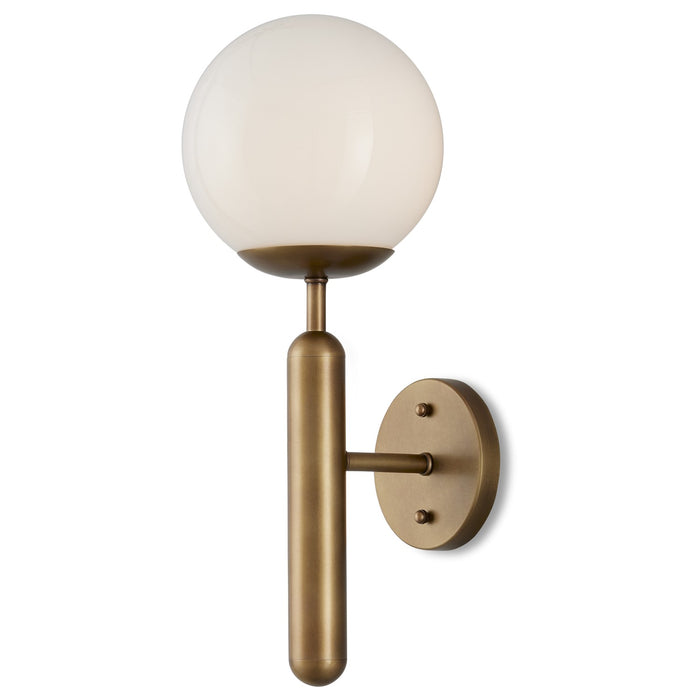 Currey and Company 5800-0031 One Light Wall Sconce, Antique Brass/White