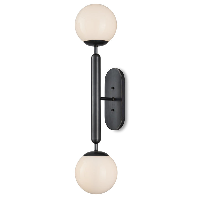 Currey and Company 5800-0035 Two Light Wall Sconce, Oil Rubbed Bronze/White