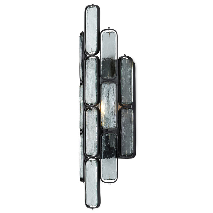 Currey and Company 5900-0053 One Light Wall Sconce, Clear/Satin Black