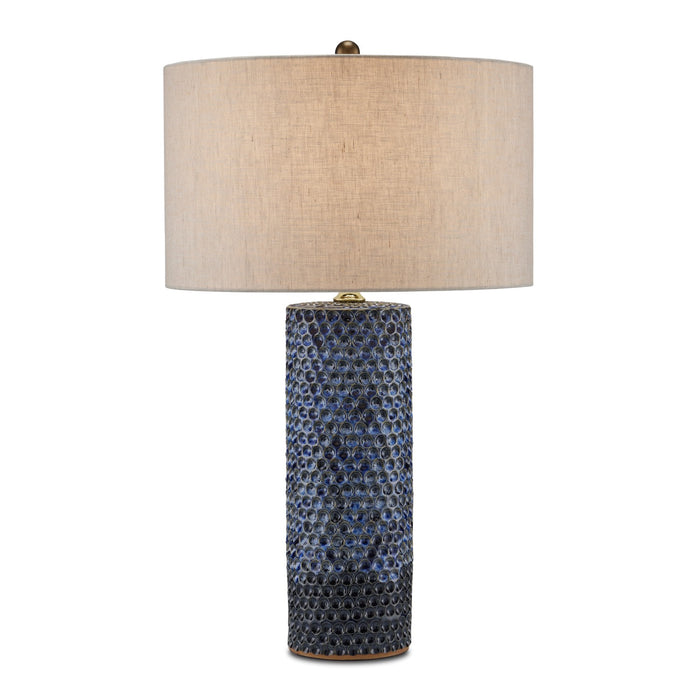 Currey and Company 6000-0821 One Light Table Lamp, Reactive Blue/Polished Brass