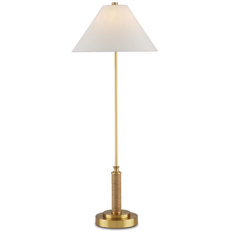 Currey and Company 6000-0874 One Light Table Lamp, Antique Brass/Natural