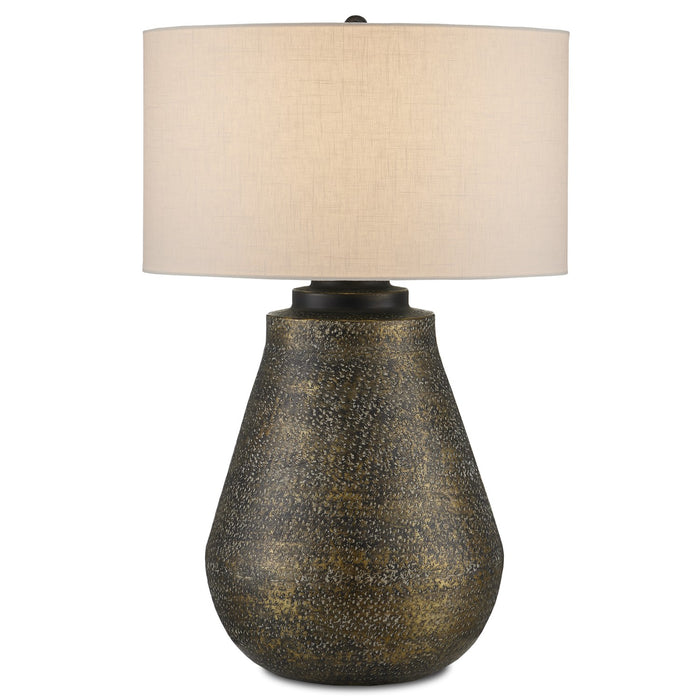 Currey and Company 6000-0890 One Light Table Lamp, Antique Brass/Black/Whitewash