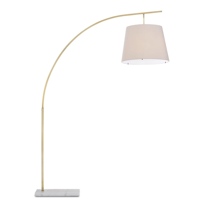 Currey and Company 8000-0125 Two Light Floor Lamp, Antique Brass/White