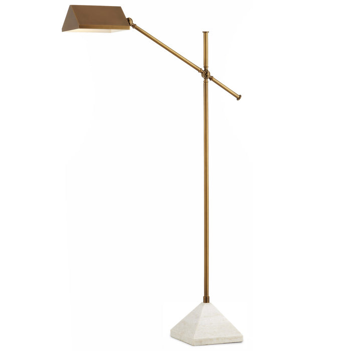 Currey and Company 8000-0134 One Light Floor Lamp, Antique Brass/White