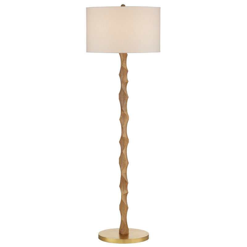 Currey and Company 8000-0135 One Light Floor Lamp, Natural/Brass