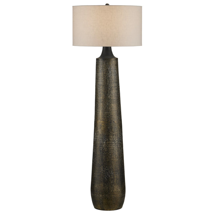 Currey and Company 8000-0136 One Light Floor Lamp, Antique Brass/Black/Whitewash